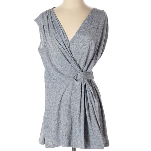 sleeveless gray ruched vneck tunic top size 3 - Picture 1 of 8